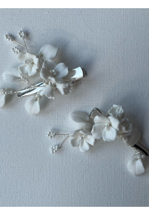 Sally Jane Bridal Vanessa Silver Hairclips