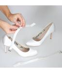 Nie wieder rausrutschen! breites Mary Jane Riemchen für ivory Satin-Brautschuhe - normale Fußweite