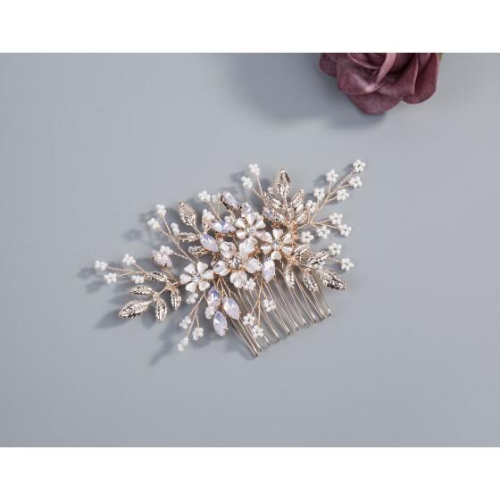 Haarkamm Blüten / Kristalle / Perlen (J5412)