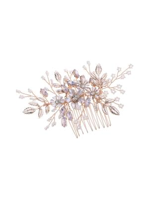 Haarkamm Blüten / Kristalle / Perlen (J5412)