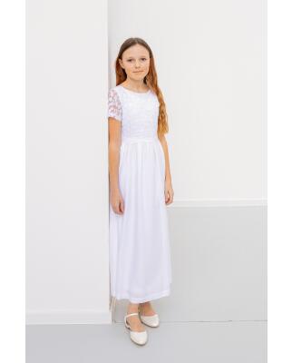 Mia lang weiß (Kommunionskleider für Mädchen ) mit Ärmelchen 152