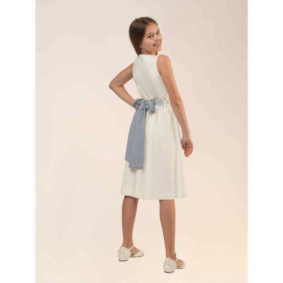 Jada ivory kurz (Kommunionkleid mit blauem Blumengürtel) 128