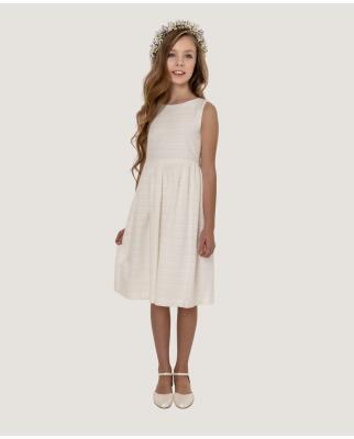 Basic Kommunionkleid Lina mit Streifen ivory 140