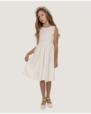 Basic Kommunionkleid Lina mit Streifen ivory 140