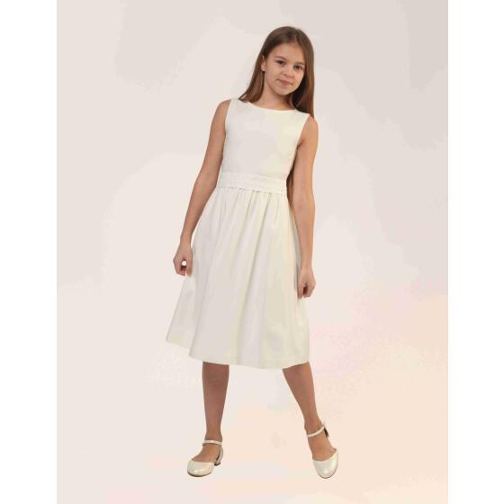 Aura ivory (Kommunionkleid mit ivory Blumengürtel) 140