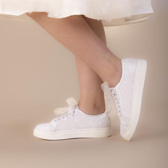 Kinder Sneaker (Perfect Bridal) Fifi Satin/Spitze für Kinder weiß