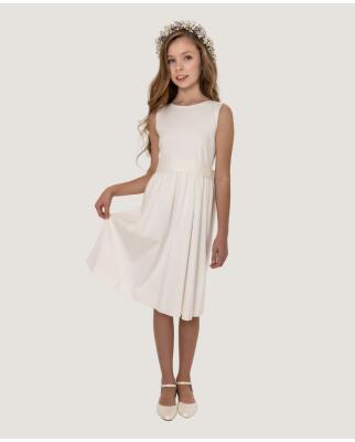 WIDE FIT: Kommunionkleid schlicht ivory Miolilou mit Gürtel 170