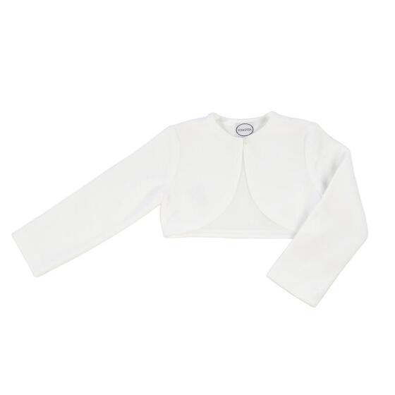 Bolero für Kommunion ivory Sweatshirt Material warm mit Knöpfen  128