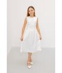 Kommunionkleid Gina Satin kurz ivory mit Spitzengürtel  140